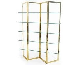 $400  MCM Brass Etagere. Sturdy and solid. High quality vintage vibe.  Use as shelf, display, room divider.  Measures 66w 19d 73h  ** this is an example empty pic, swipe left to see the actual unit **