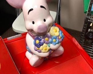 Official Disney Piglet Holding flower cookie jar $50.00 ALL COOKIE JARS ARE NEW AND HAVE BOXES!