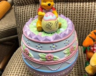 Disney Winnie the pooh Easter Bunny egg cookie jar $30.00 ALL COOKIE JARS ARE NEW AND HAVE BOXES!