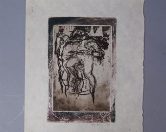 Adolf Benca signed etching print 1973