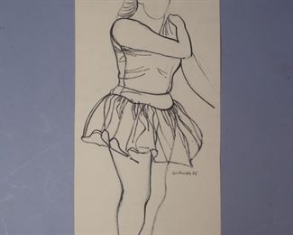 Gertruda Grubrova signed sketch ballerina 1946