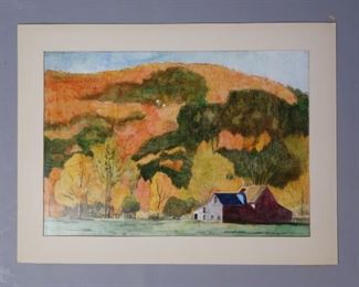 Harry Morningstern signed crayon & acrylic "October in Vermont" 8/20/1969
