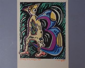 Otto Striteko signed print "Dialog A-3, biezen" 1968