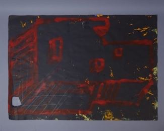 Stano Filko signed two-sided paint on board "Praha Wahare" 1977-78