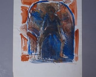 Adolf Benca signed painting on paper 1984