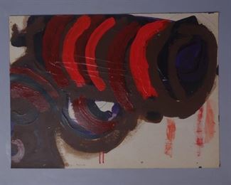 Stano Filko paint on cardboard gun and head double-sided painting 1979