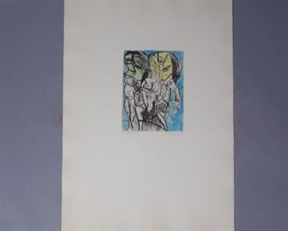 Hans Peter Zimmer signed test print "Zornige Tennung" 1963
