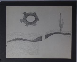 Stano Filko desert scene on paper