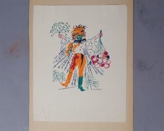 Gertruda Gruberova signed print masked jester 1952
