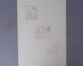 Jozef Sturdik signed set of 3 ink drawings "Leda 1-3" 1989