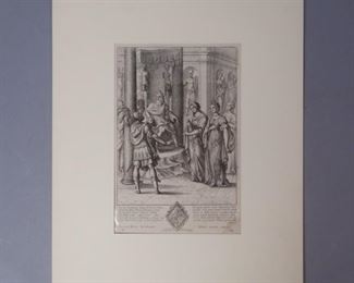 Wenzel Hollar original etching "Turnus Determines to Fight Aeneas"