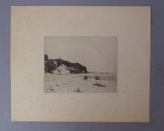 illegible signature print Wittenbergen 1913 beach scene