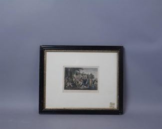 unsigned William Penn Treaty With The Indians hand colored engraving after Benjamin West