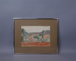Gertruda Gruberova signed Watercolor Landscape 1951