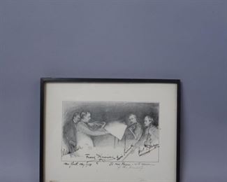 illegible signature of artist Autographed print of The Kneisel Quartet 1908 w/dedication