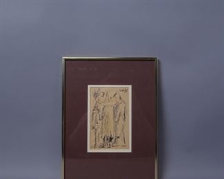 Koloman Sokol pen on paper 3 figures signed 1964