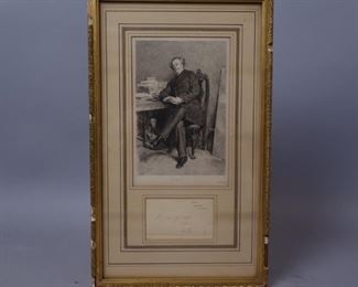 Meissonier engraving "Alexander Dumas" 1877 w/ Dumas autograph? on card, A Morgan