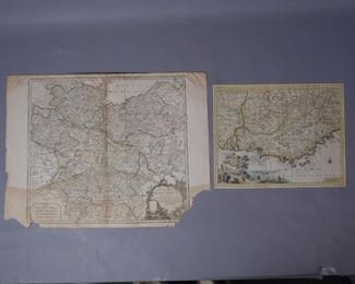 2 Antique Maps Of Germany, Southern France