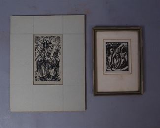 Koloman & Lydia K Sokol Pair Block Prints "Three Kings"