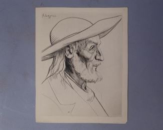 Alphonse Legros "Breton Peasant" Signed Print 