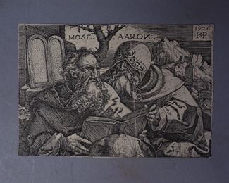 Hans Sebald Beham Engraving of Moses & Aaron 1526