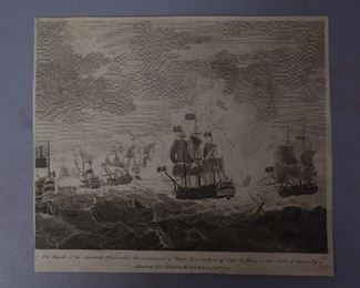 Etching Defeat Of The Spanish Fleet Cape St Mary 1780