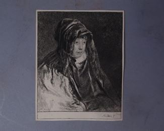 Andrew Geddes Print "The Artists Mother, Mrs. Geddes"