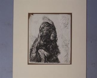 Rembrandt Etching Man in Turban 1635