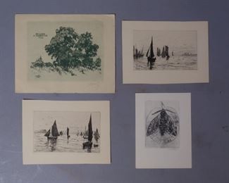 Group 4 Etchings of Seascapes & Nature incl Ferrier