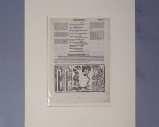 Unsigned Woodcut "Septimus Recommended To Tiberius"