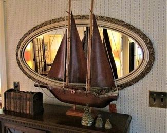 Hand carved wood ship
