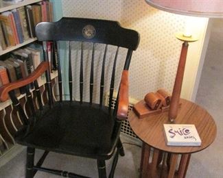 Marquette chair and MCM lamp table