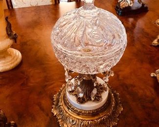 Cut crystal covered bowl 17 inches tall 
cost $350
$175