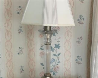 Glass table lamp with metal base - 2 available.