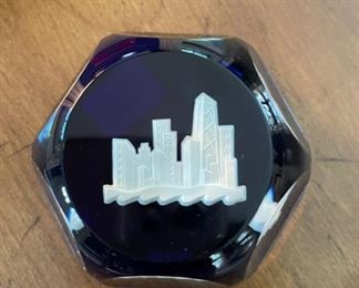 Baccarat Crystal Chicago skyline paperweight. Photo 1 of 2.