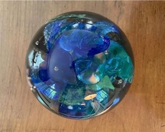 Signed vintage paperweight. Photo 1 of 2.