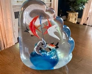 Scalloped fish paperweight. Saugatuck, MI. Photo 1 of 2.