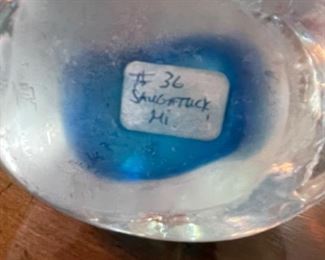 Scalloped fish paperweight. Saugatuck, MI. Photo 2 of 2.