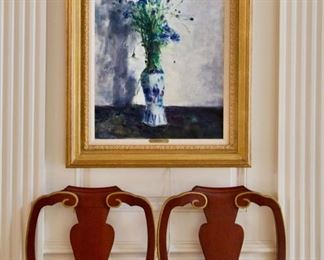 Original unknown Flower Bouquet. Signed by Gaston Sebire. Measures 27" W x 35" H. Photo 1 of 2.