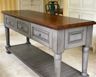 Kitchen console/island. Measures 24" W x 36" H x 74" L. Photo 1 of 2.