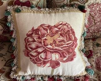 Tapestry down-filled pillow from Italy.