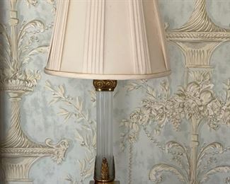 Pair of Brass & Glass Table Lamps. Photo 1 of 3.