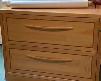 Wood Two-Drawer File Cabinet.