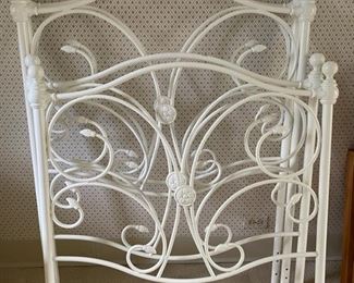 Pair of Twin White Metal Bed Frames.