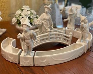 Mottahedeh 9-Piece Asian-Motif Blanc de Chine Porcelain Centerpiece.