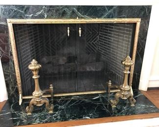 Pair of Antique Brass Andirons.