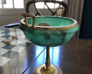 Green alabaster candy dish.