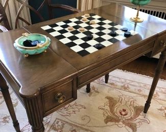 Vintage chess/checkers/backgammon game table. Measures 35" W x 19" D x 29" H. Photo 1 of 2.
