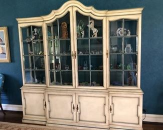 Embassy House custom 8 track/phonograph bookshelf/hutch with built-in speakers and interior lighting. Measures 90" W x 87" H x 14" D.