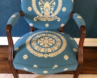 Needlepoint fireside armchair.